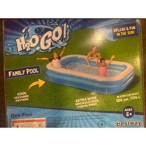 H2O GO Inflatable Rectangular Family Swimming Pool Outdoor Backyard Summer New